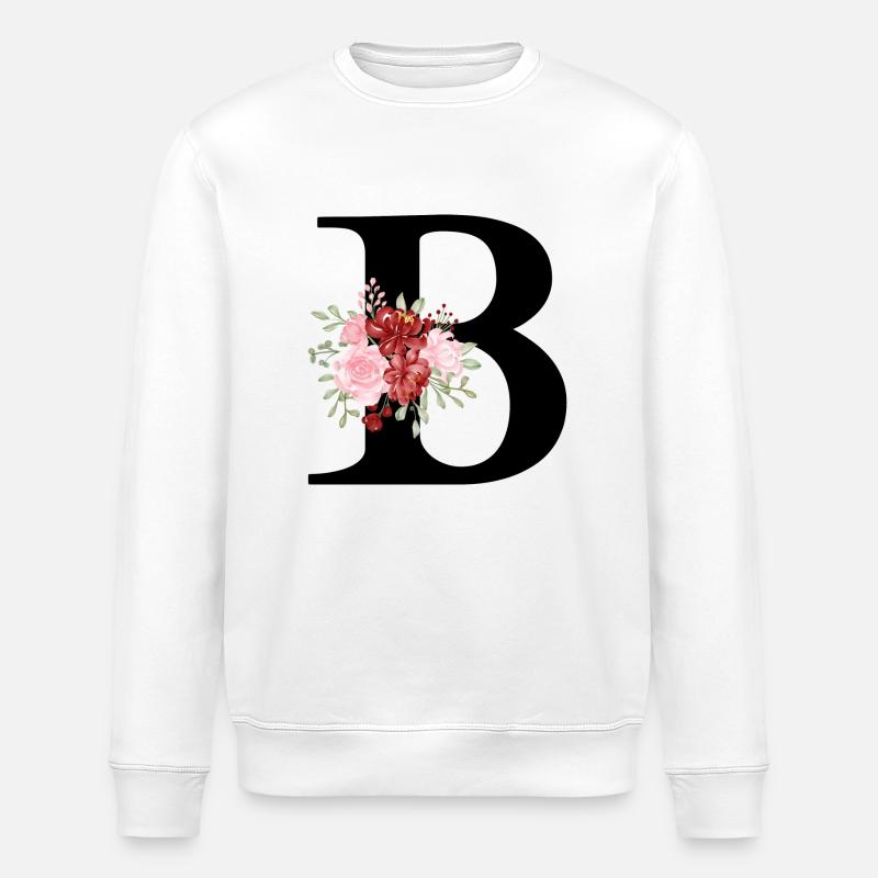 Roter Blumenbuchstabe B - Stanley/Stella Unisex Bio-Sweatshirt ROLLER - Weiß