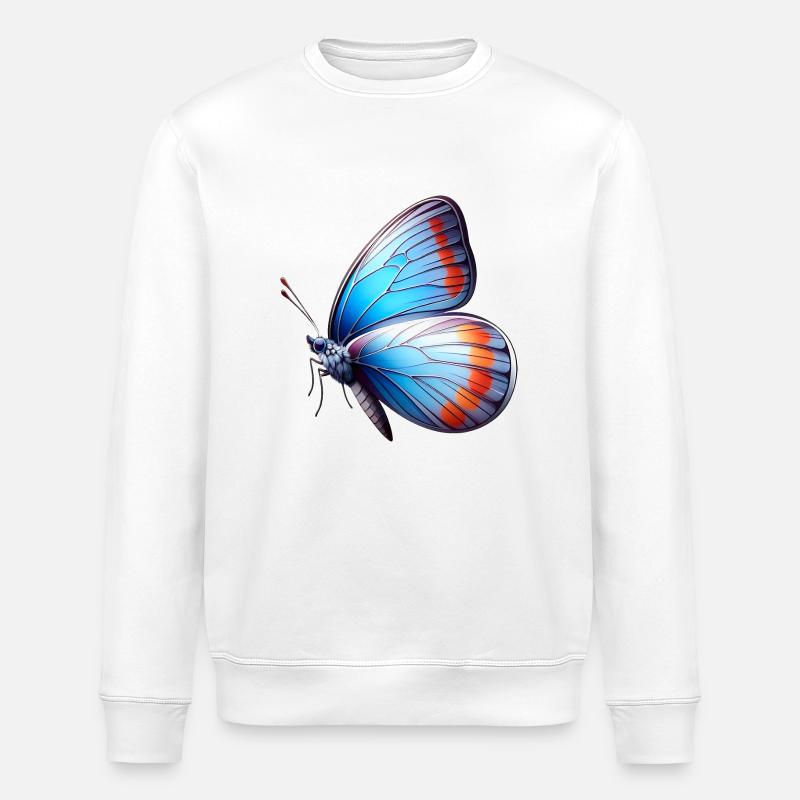 papillon bleu - Sweat bio ROLLER Stanley/Stella Unisexe - blanc