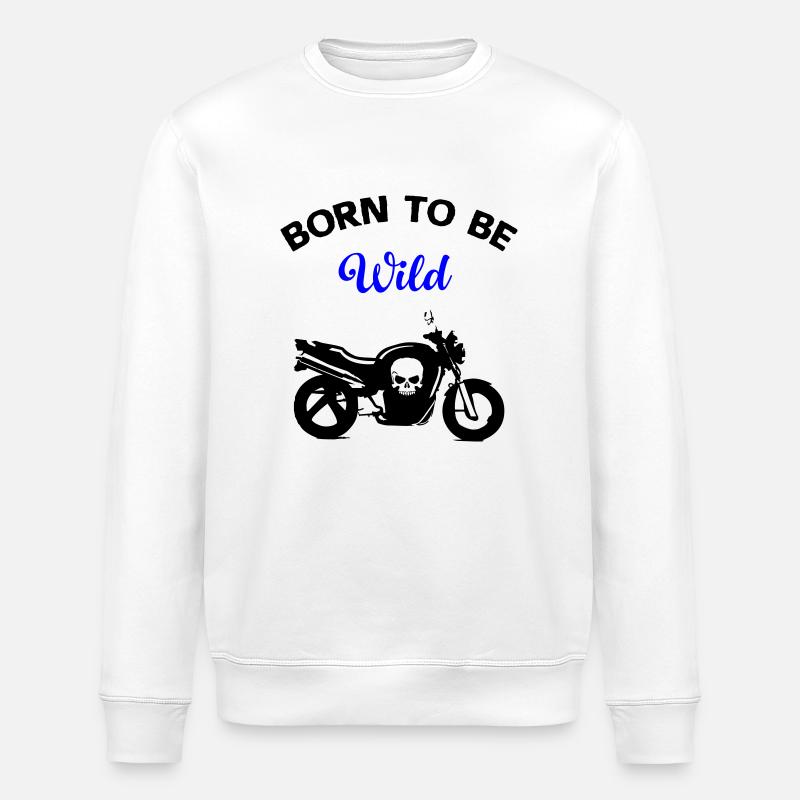 motorcycle - Stanley/Stella ROLLER Unisex Organic Sweatshirt - white