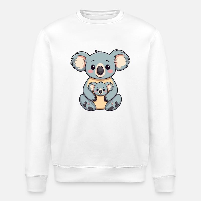 Koala mit Baby - Stanley/Stella Unisex Bio-Sweatshirt ROLLER - Weiß