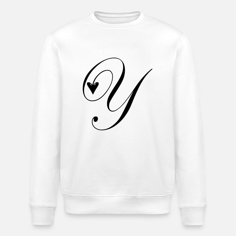 Monogram Y Heart Vine - Stanley/Stella ROLLER Unisex Organic Sweatshirt - white
