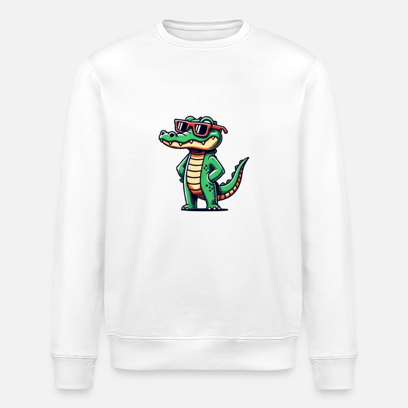 Crocodile Comic Cool - Stanley/Stella ROLLER Unisex Organic Sweatshirt - white