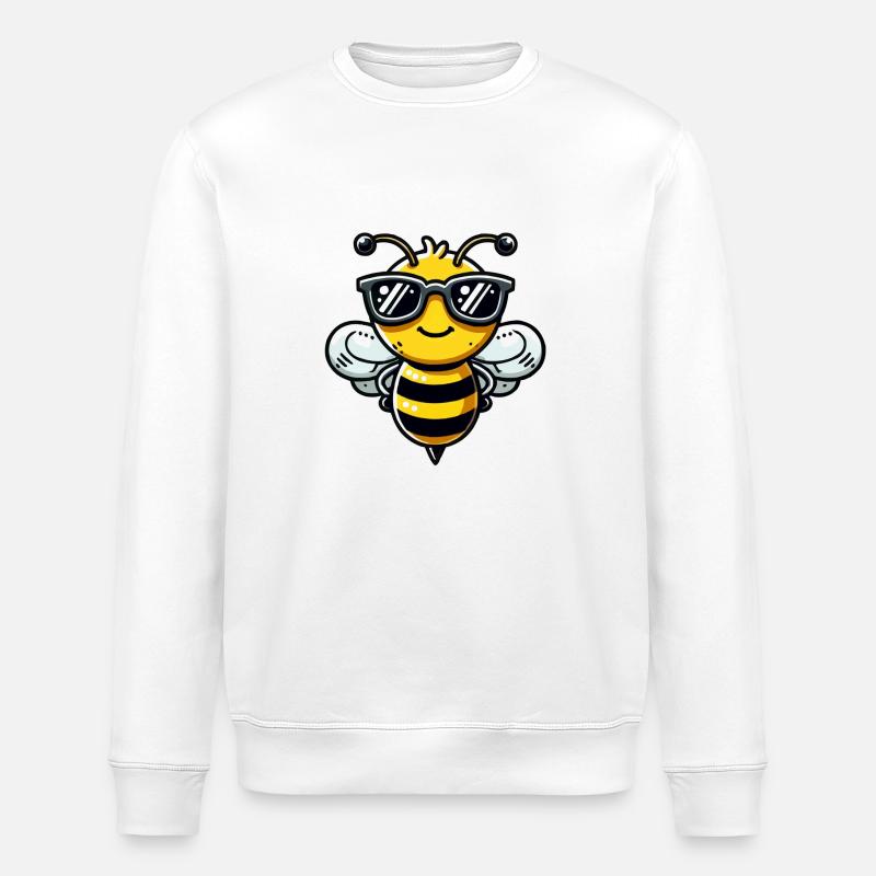Bee Comic Sunglasses - Stanley/Stella ROLLER Unisex Organic Sweatshirt - white