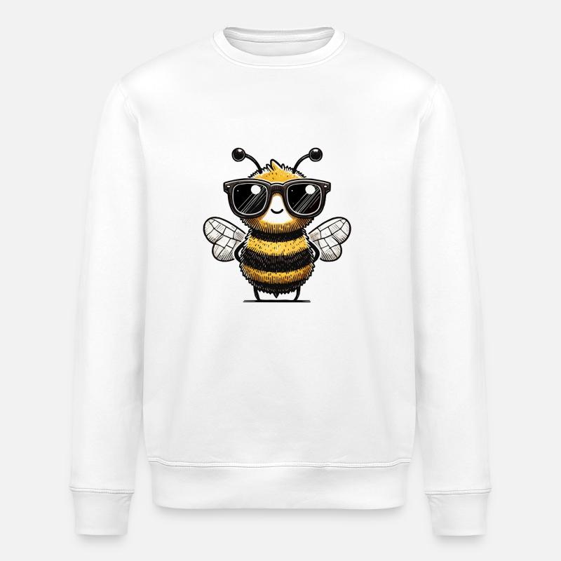 Biene Comic Sonnenbrille - Stanley/Stella Unisex Bio-Sweatshirt ROLLER - Weiß