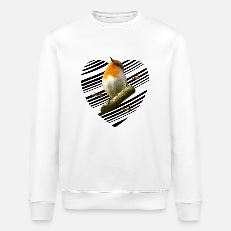 Rotkehlchen Singvogel - Stanley/Stella Unisex Bio-Sweatshirt ROLLER - Weiß