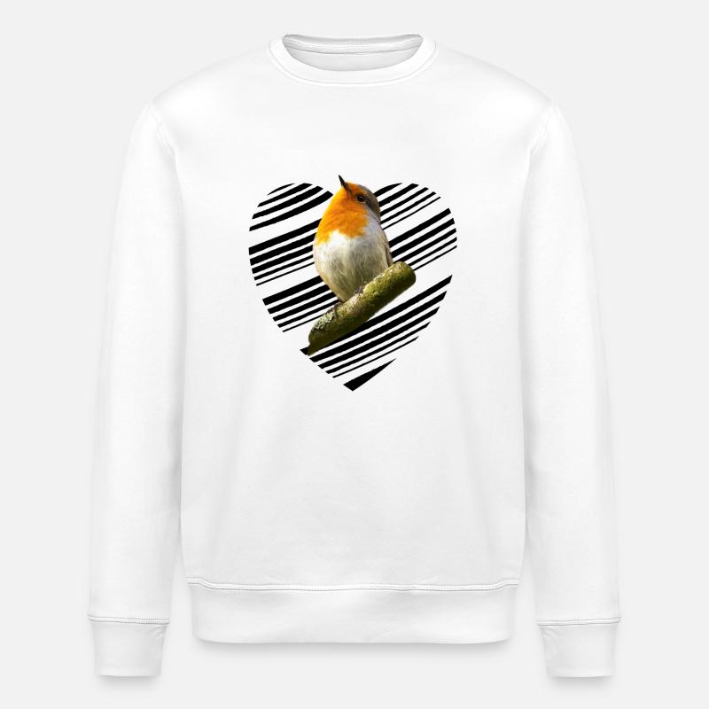 Robin Erithacus rubecula - Stanley/Stella ROLLER Unisex Organic Sweatshirt - white