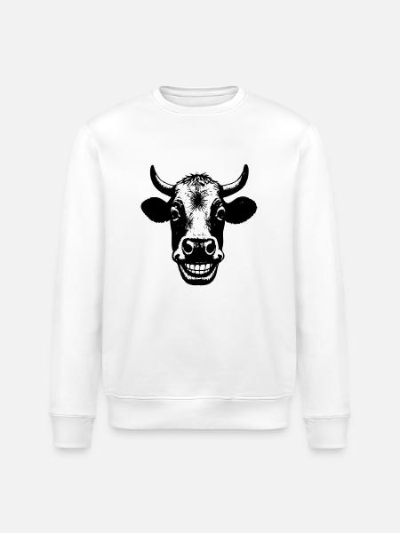 Grinning Cow - Stanley/Stella ROLLER Unisex Organic Sweatshirt - white
