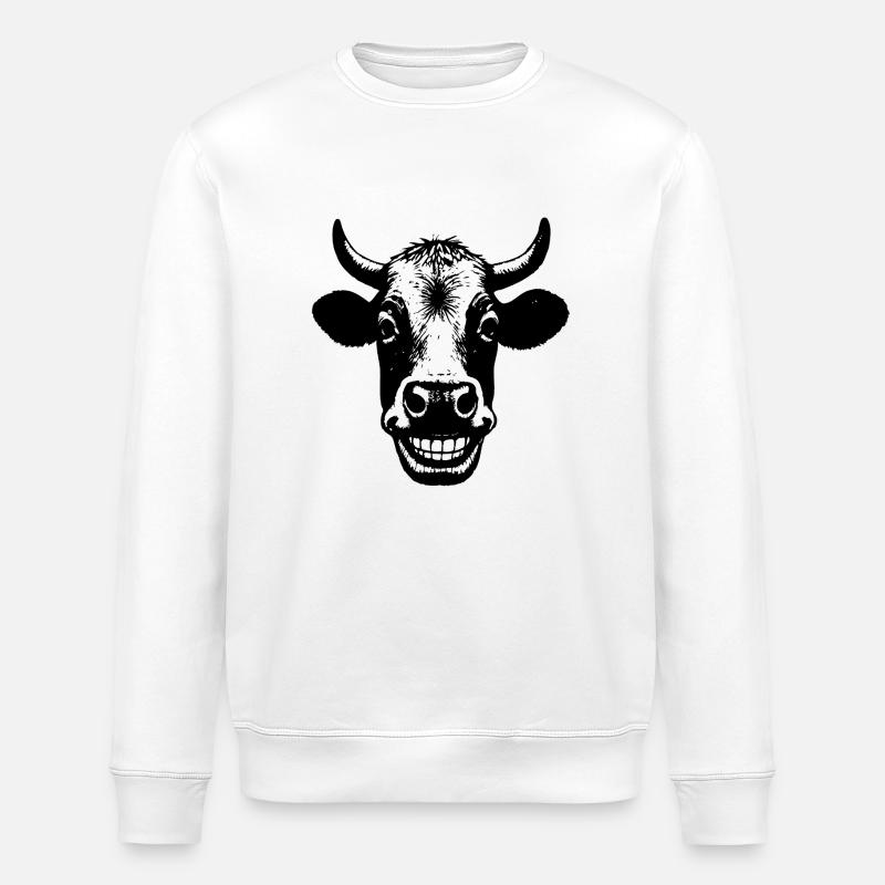 Grinning Cow - Stanley/Stella ROLLER Unisex Organic Sweatshirt - white