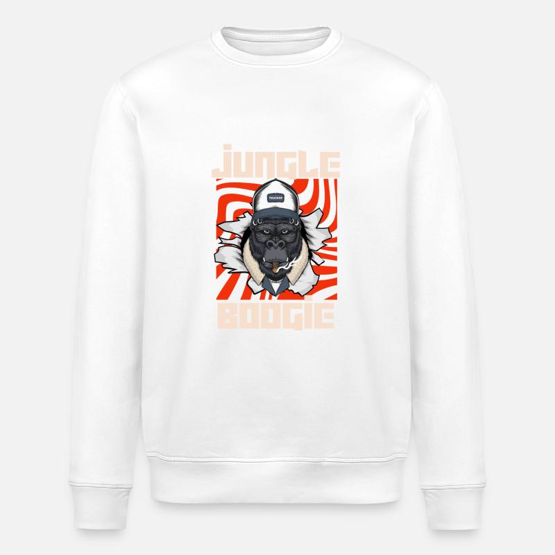 DSCHUNGEL-BOOGIE-AFFE - Stanley/Stella Unisex Bio-Sweatshirt ROLLER - Weiß