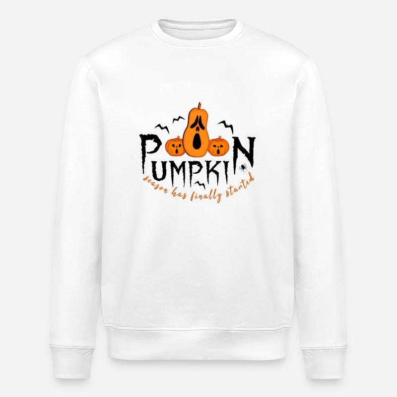 Pumpkin Halloween Bats - Stanley/Stella ROLLER Unisex Organic Sweatshirt - white