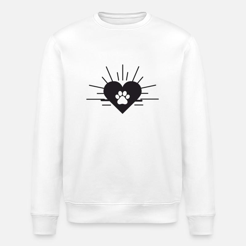 Herz mit Hundepfote - Stanley/Stella Unisex Bio-Sweatshirt ROLLER - Weiß
