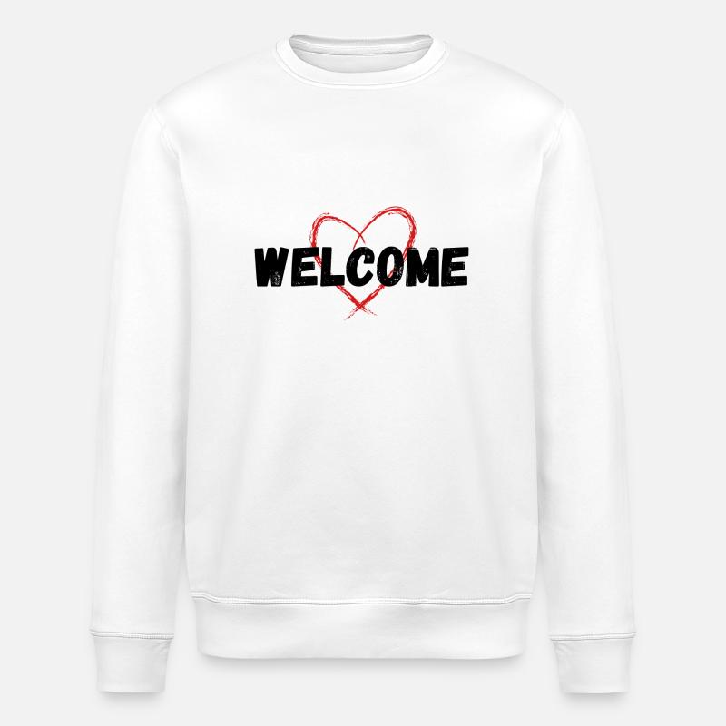 Bienvenue Herzlich Willkommen Heart Herz - Sweat bio ROLLER Stanley/Stella Unisexe - blanc