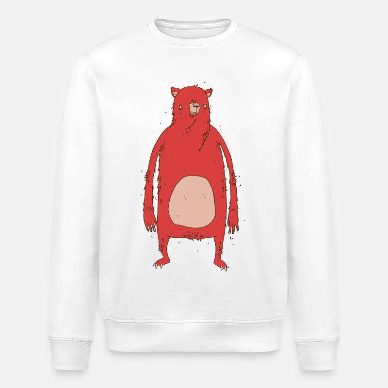 Ours rouge - Sweat bio ROLLER Stanley/Stella Unisexe - blanc