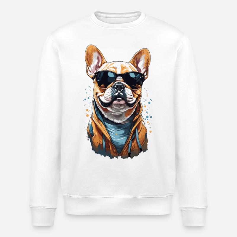 Bouledogue français avec style - Sweat bio ROLLER Stanley/Stella Unisexe - blanc