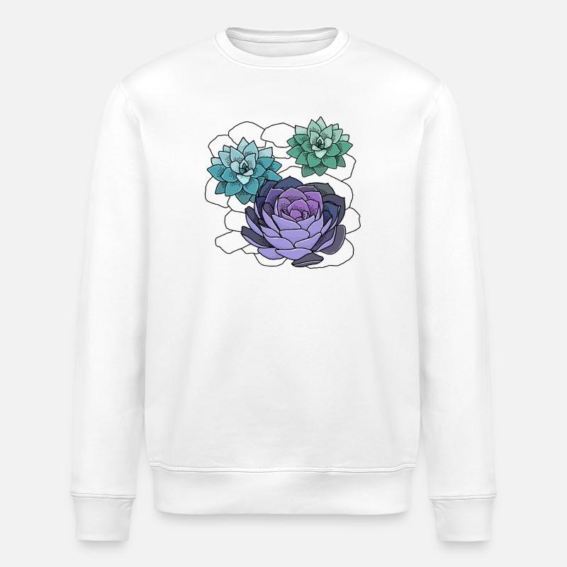 Succulents - Stanley/Stella ROLLER Unisex Organic Sweatshirt - white