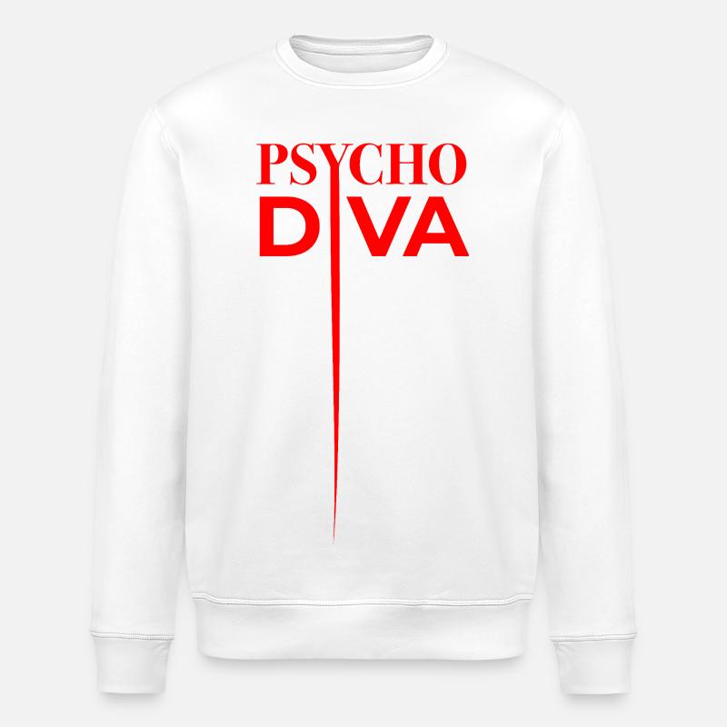 Psycho Diva – Sarkasmus-Spruch Rot - Stanley/Stella Unisex Bio-Sweatshirt ROLLER - Weiß