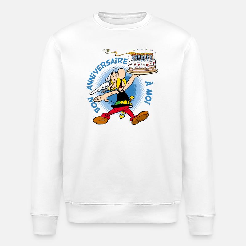 Asterix & Obelix Asterix födelsedagstårta design - Ekologisk sweatshirt ROLLER unisex från Stanley/Stella - vit