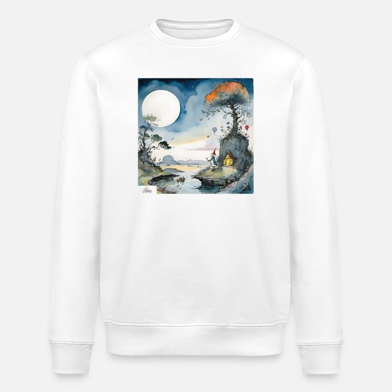 Cartoon-Zauberer-Traumlandschaft - Stanley/Stella Unisex Bio-Sweatshirt ROLLER - Weiß