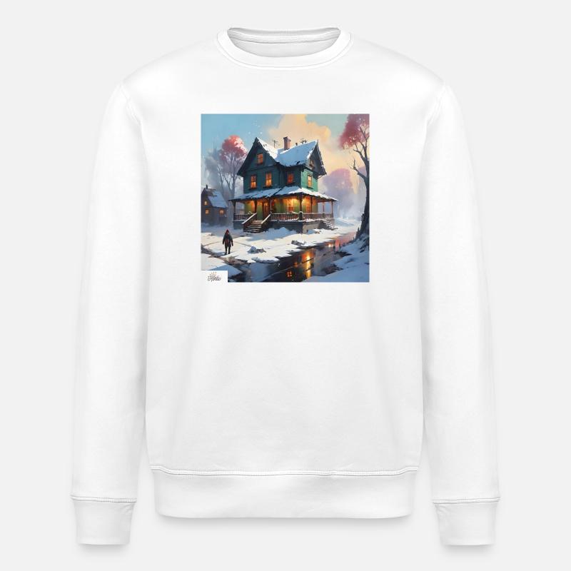 Ruhiges Winterhaus - Stanley/Stella Unisex Bio-Sweatshirt ROLLER - Weiß