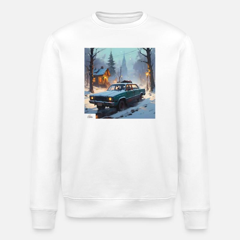 Gemütlicher Winter-Roadtrip - Stanley/Stella Unisex Bio-Sweatshirt ROLLER - Weiß