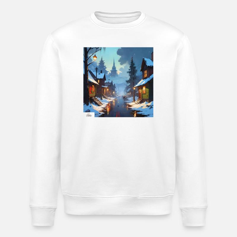 Soirée d’hiver paisible - Sweat bio ROLLER Stanley/Stella Unisexe - blanc
