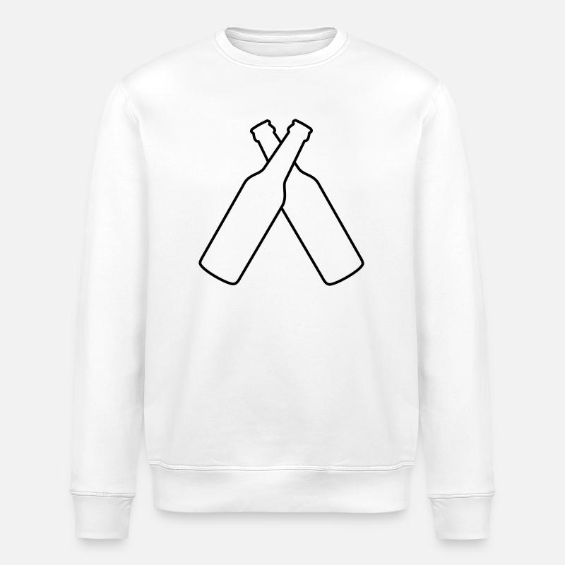 2 Bierflaschen Anstoßen - Stanley/Stella Unisex Bio-Sweatshirt ROLLER - Weiß