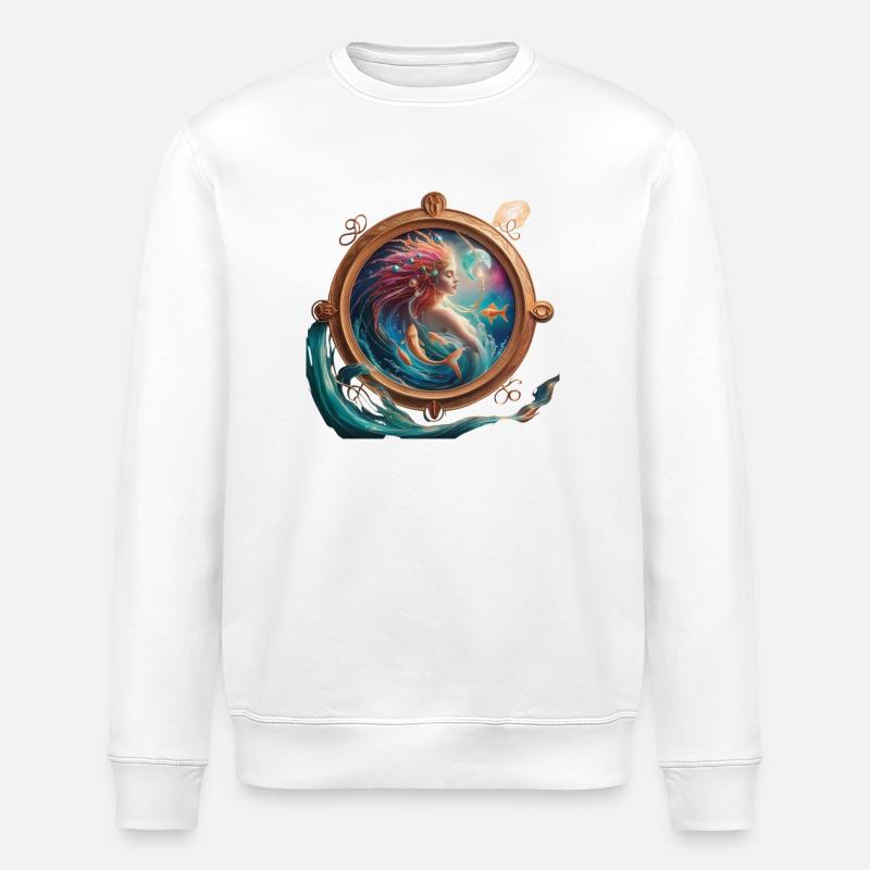Poisson signe astrologique - Sweat bio ROLLER Stanley/Stella Unisexe - blanc