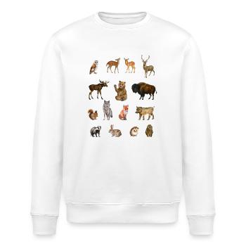 Forest Animals.Educational T-shirt (sensory) - Stanley/Stella ROLLER Unisex Organic Sweatshirt - white - Front - Nik (191cm)