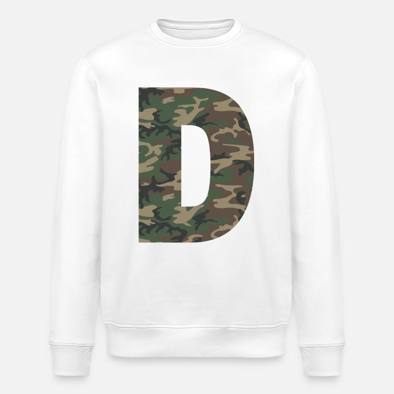 Robuster Buchstabe D im Tarnmuster! - Stanley/Stella Unisex Bio-Sweatshirt ROLLER - Weiß