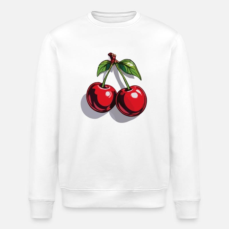 Red Cherry Cherries Cherries Cherry - Stanley/Stella ROLLER Unisex Organic Sweatshirt - white