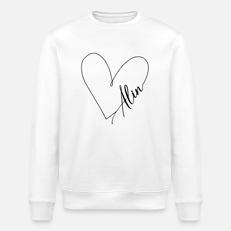 Alin Name Heart Line - Stanley/Stella ROLLER Unisex Organic Sweatshirt - white