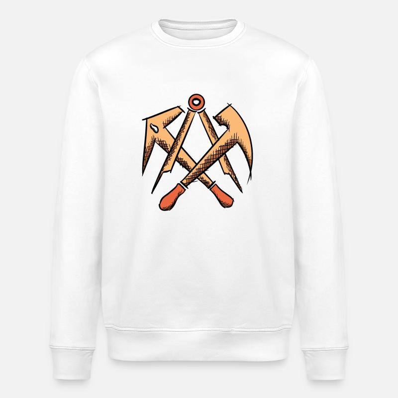 Roofer guild sign, hand-drawn. Drawing - Stanley/Stella ROLLER Unisex Organic Sweatshirt - white