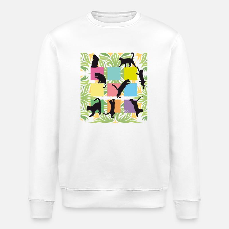Cats/Katzen Home - Bo-Grafik - Stanley/Stella Unisex Bio-Sweatshirt ROLLER - Weiß