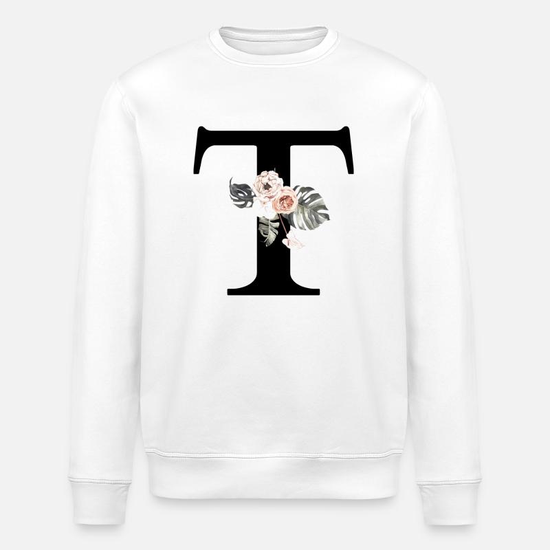 Tropischer Blumenbuchstabe T - Stanley/Stella Unisex Bio-Sweatshirt ROLLER - Weiß