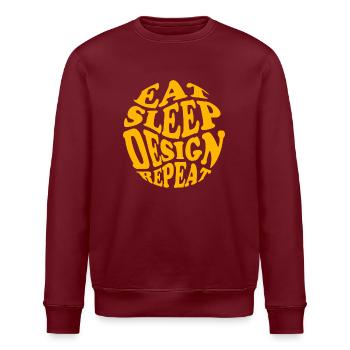 Eat Sleep Design Repeat rund gelb - Stanley/Stella Unisex Bio-Sweatshirt ROLLER - Burgunderrot - Vorne - Nik (191cm)