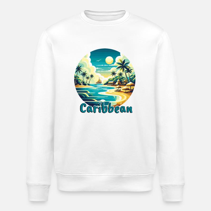 Caribbean Vacation American Beach - Stanley/Stella ROLLER Unisex Organic Sweatshirt - white