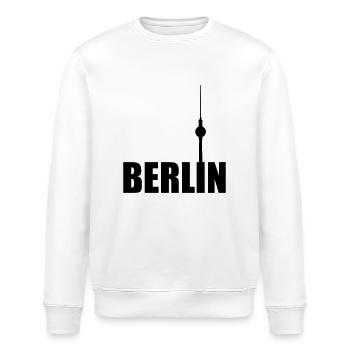 Berlin Fernsehturm Hauptstadt City Schriftzug - Stanley/Stella Unisex Bio-Sweatshirt ROLLER - Weiß - Vorne - Nik (191cm)
