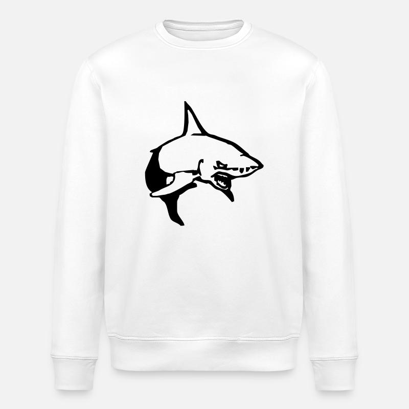 shark_small - Stanley/Stella Unisex Bio-Sweatshirt ROLLER - Weiß