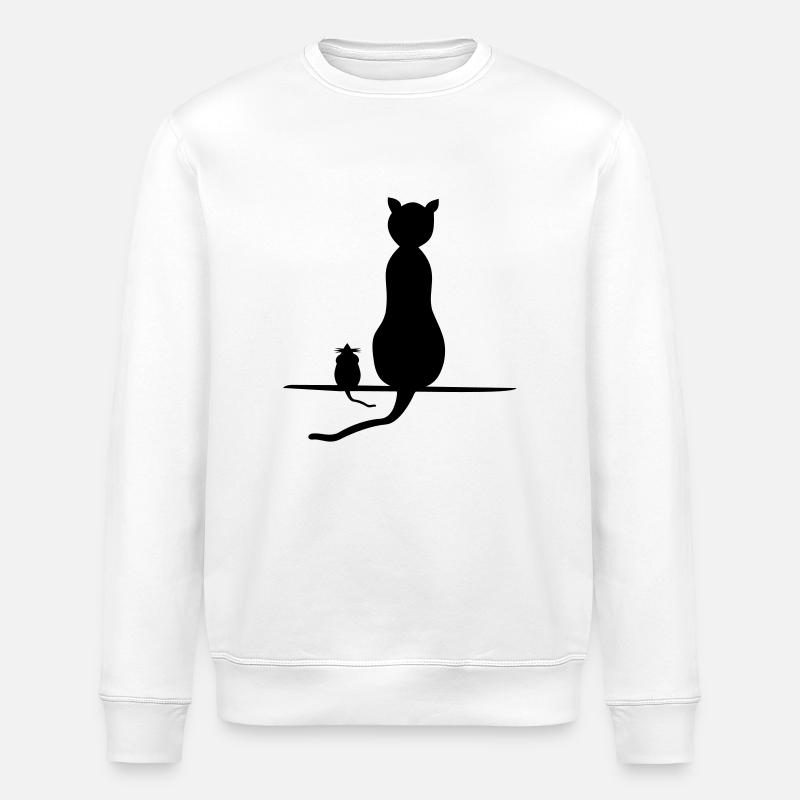 katz and mouse - Stanley/Stella ROLLER Unisex Organic Sweatshirt - white