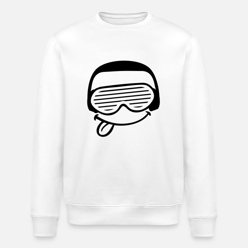 Funky DJ Face - Stanley/Stella ROLLER Unisex Organic Sweatshirt - white