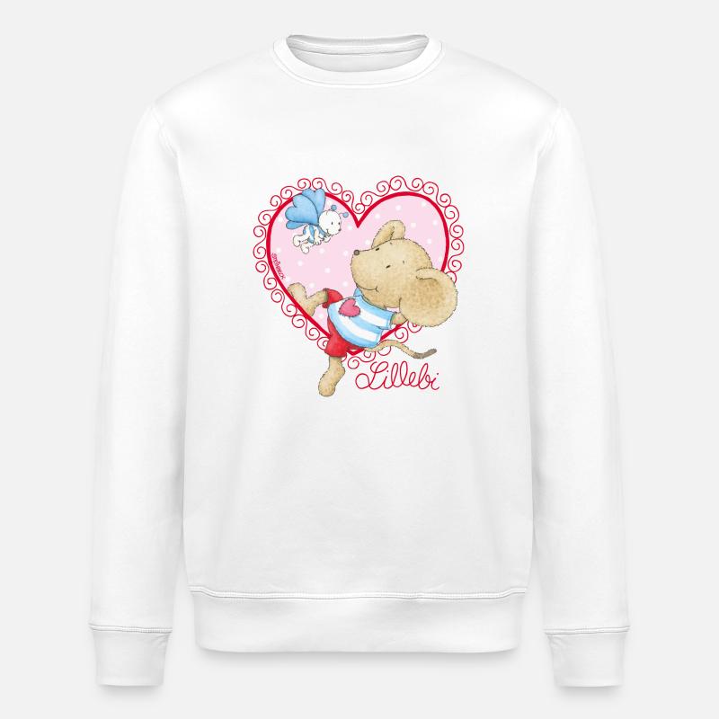 Lillebi Herz pink - Stanley/Stella Unisex Bio-Sweatshirt ROLLER - Weiß