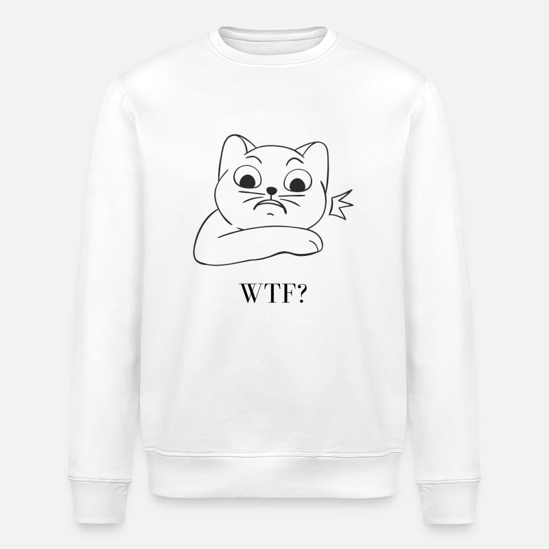 WTF Katze | WTF Cat - Stanley/Stella Unisex Bio-Sweatshirt ROLLER - Weiß