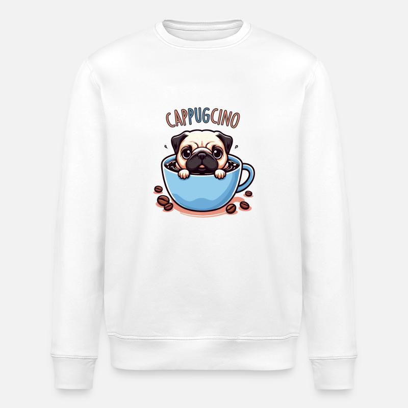 PUG CAPPUCCINO - Stanley/Stella Unisex Bio-Sweatshirt ROLLER - Weiß