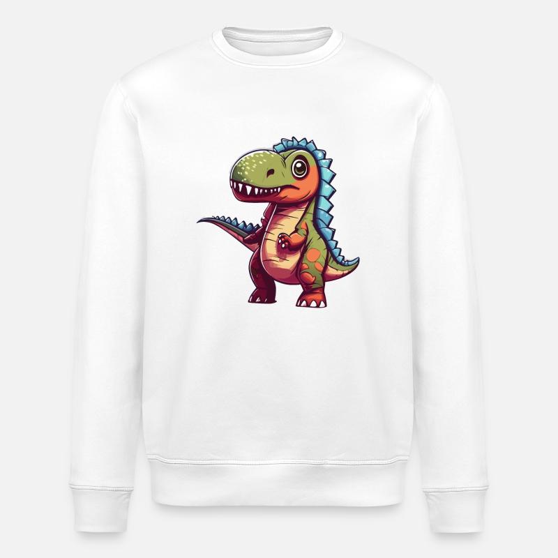 Confused T-Rex - Stanley/Stella ROLLER Unisex Organic Sweatshirt - white
