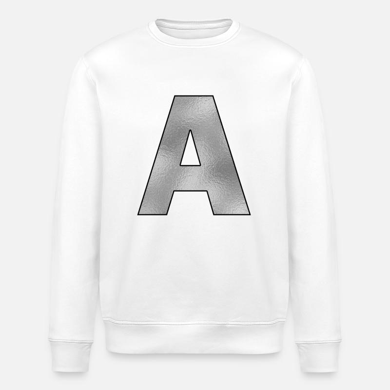 Buchstabe A Silber - Stanley/Stella Unisex Bio-Sweatshirt ROLLER - Weiß
