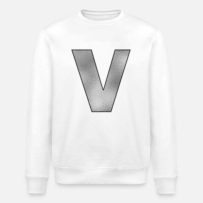 Buchstabe V Silber - Stanley/Stella Unisex Bio-Sweatshirt ROLLER - Weiß