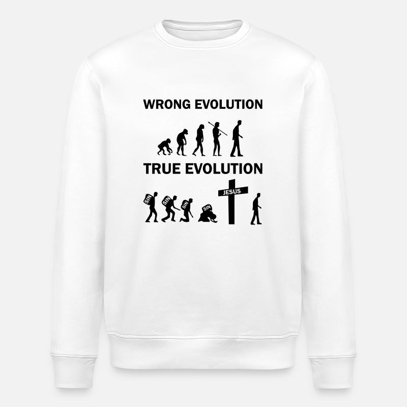 Jésus de la véritable évolution - Sweat bio ROLLER Stanley/Stella Unisexe - blanc