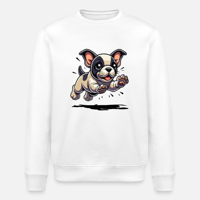 Sauts de chiot bouledogue français - Sweat bio ROLLER Stanley/Stella Unisexe - blanc
