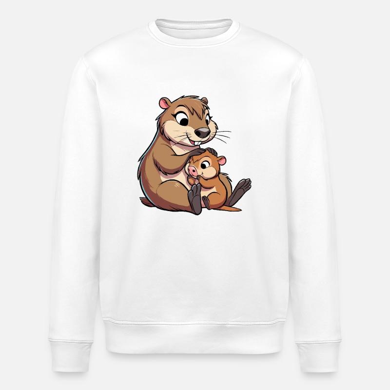 Kapibara spielt mit Kind - Stanley/Stella Unisex Bio-Sweatshirt ROLLER - Weiß