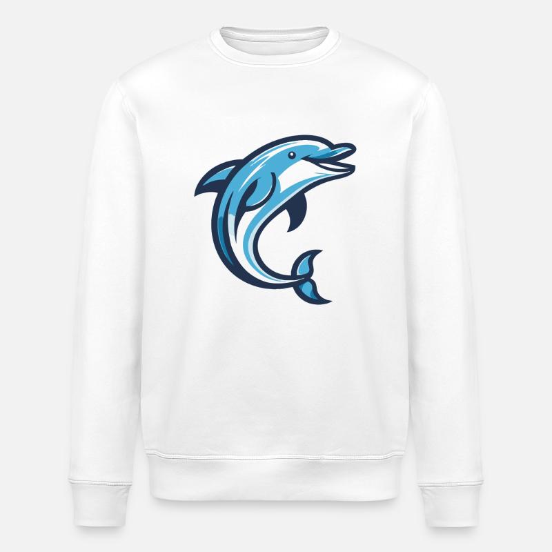 Dolphin blue wave - Stanley/Stella ROLLER Unisex Organic Sweatshirt - white